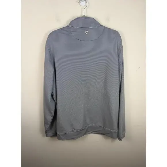 Peter Millar Perth Sugar Stripe Performance Golf 1/4 Zip XL Cottage Blue White - Picture 4 of 7
